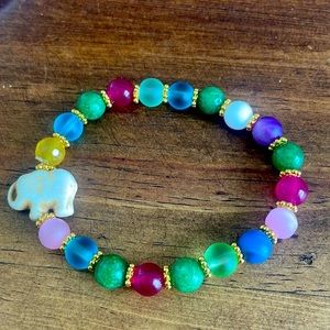 Indian beauty bracelet elephant real turquoise and Agatha’s 8mm w/gold spacer
